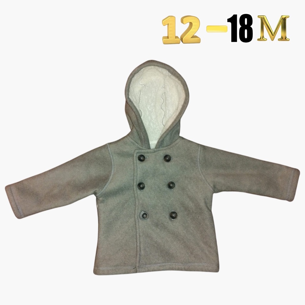 Children Places Gray Pea Coat for Cold Weather and black coat.
